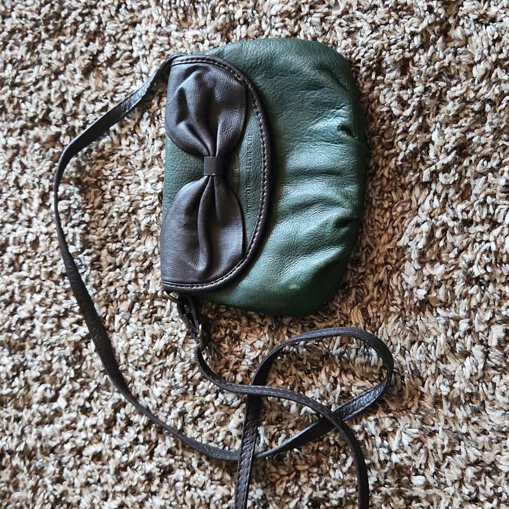 BORGO DEGLI ETRUSCHI Italy Brown/Green Crossbody Bag Purse Bow